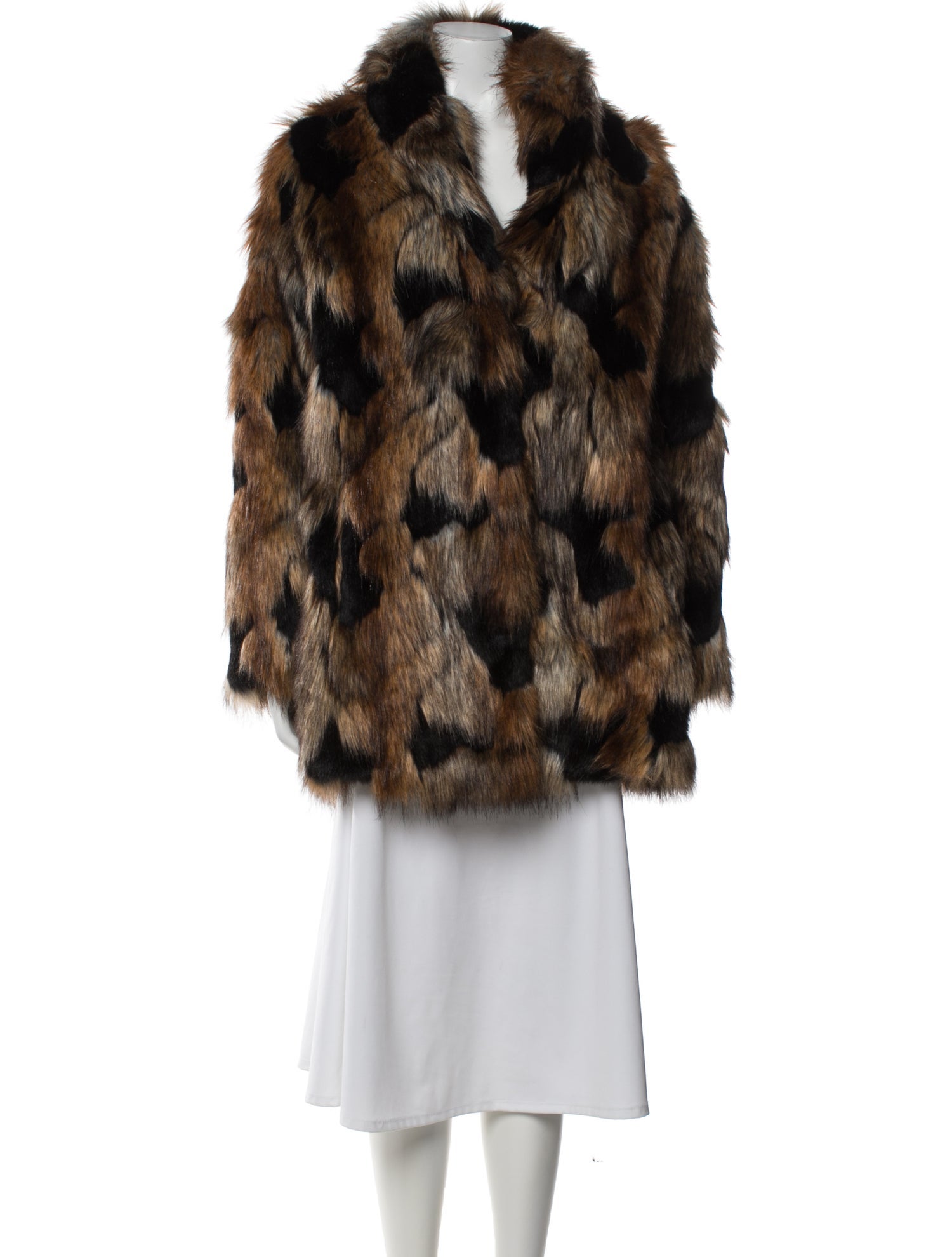 Donna Salyers Faux Fur Animal Print Faux Fur Coat