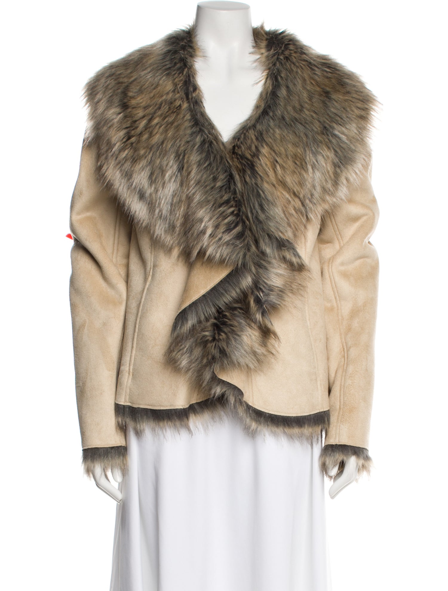 Donna Salyers Faux Fur Tweed Pattern Faux Fur Jacket