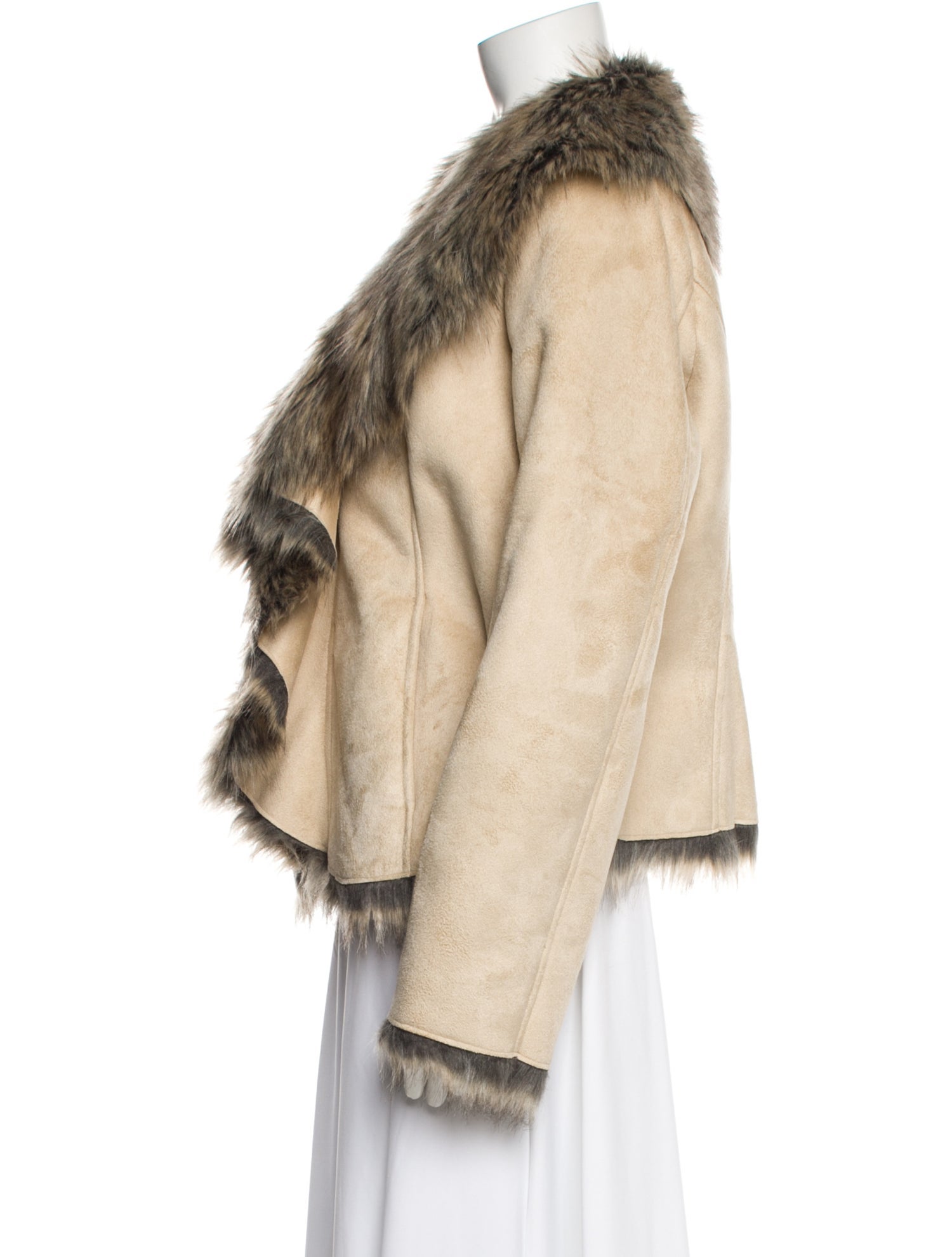 Donna Salyers Faux Fur Tweed Pattern Faux Fur Jacket