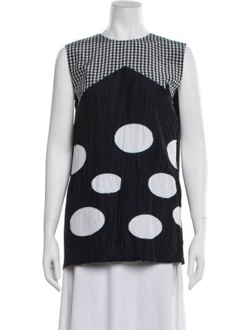 Pre-owned Namacheko Polka Dot Print Crew Neck Top W/ Tags In Blue