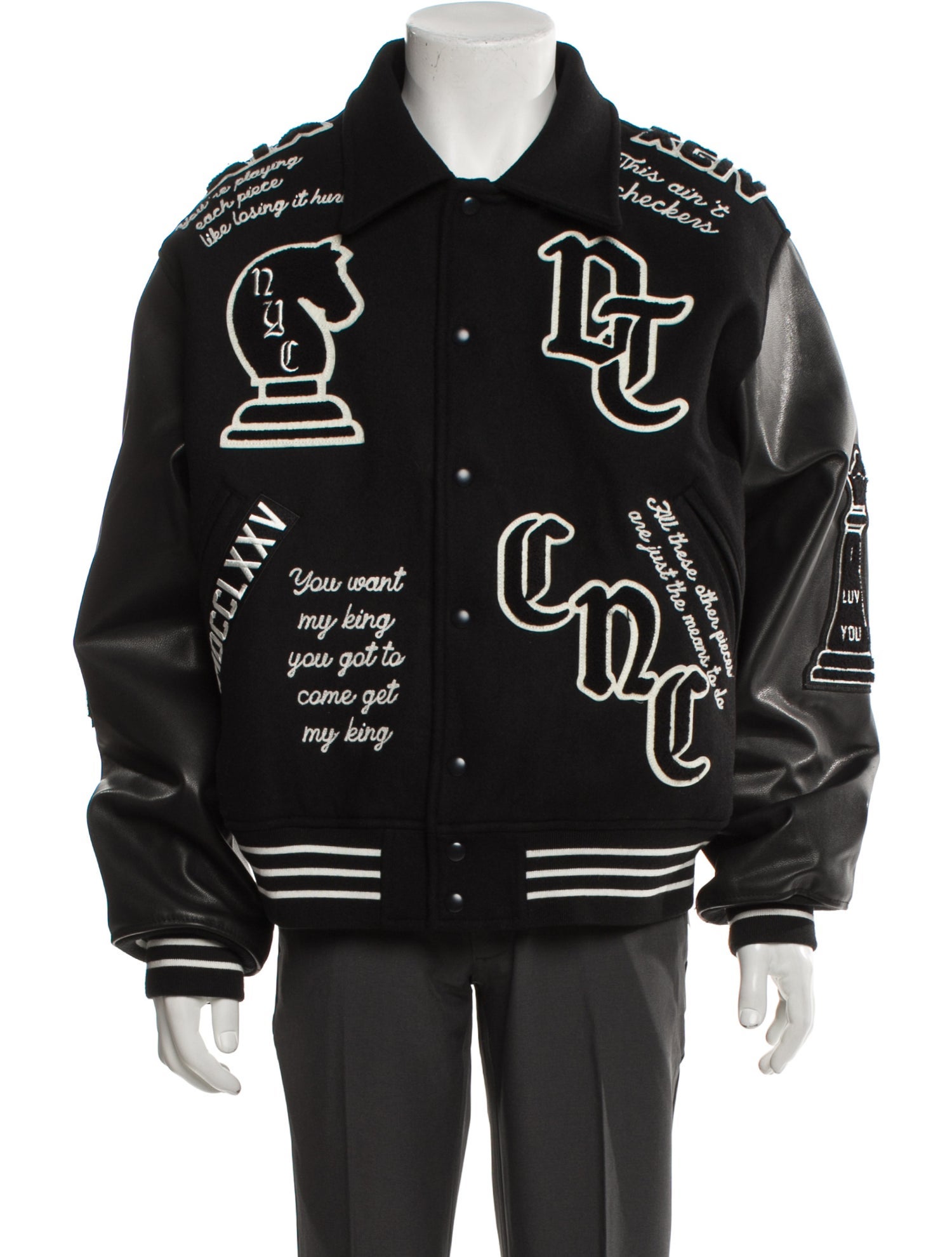 ジャケット・アウター DENUM TEARS Versity Jacket Blask L Denim Tears: Men's Peace Wreath Varsity Jacket (Black