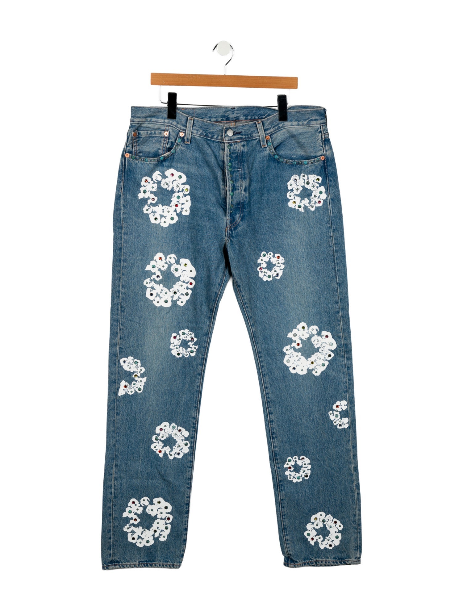 Denim Tears x Levi's Cotton Wreath Rhinestone Slim Fit Jeans