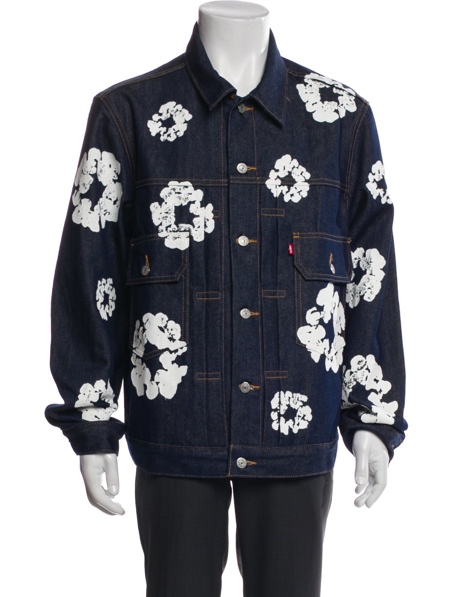 Denim Tears Cotton Wreath Denim Floral Print Denim Jacket