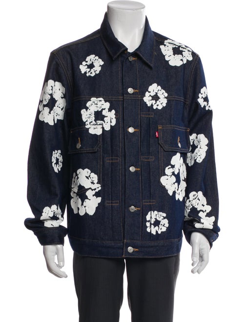 Denim Tears Cotton Wreath Denim Floral Print Denim Jacket
