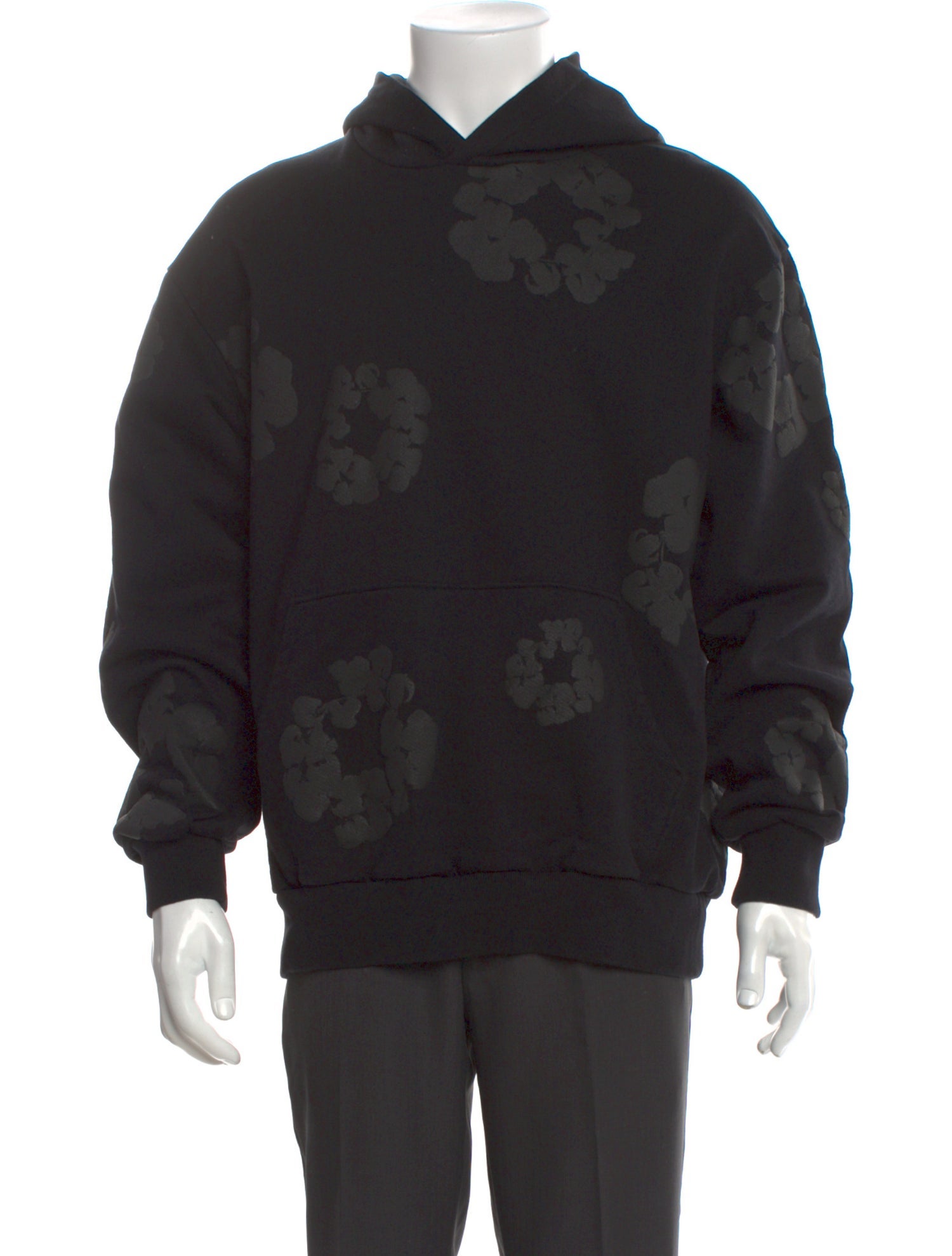 Denim Tears Tonal Cotton Wreath Graphic Print Hoodie