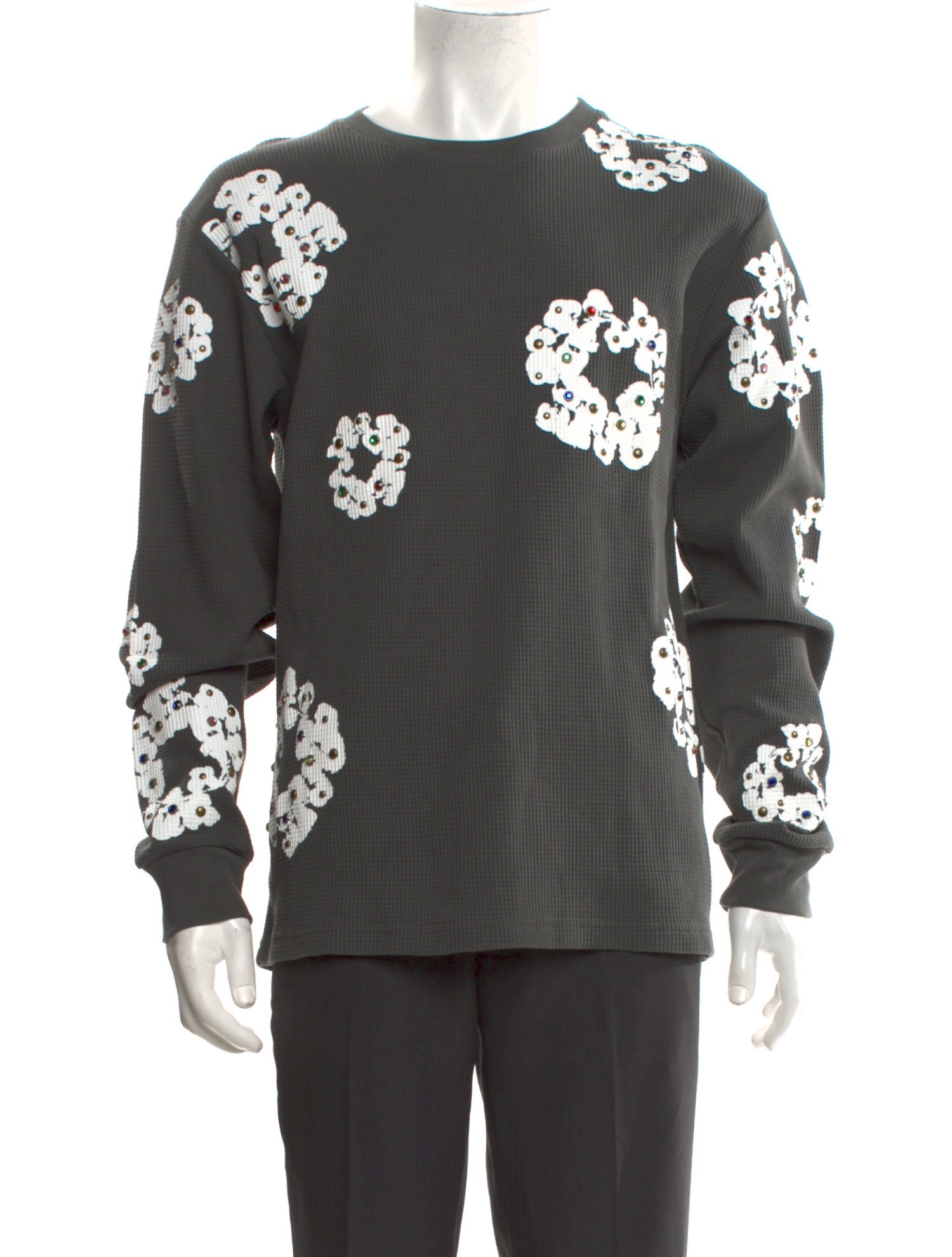 Denim Tears Studded Waffle Cotton Wreath Printed T-Shirt