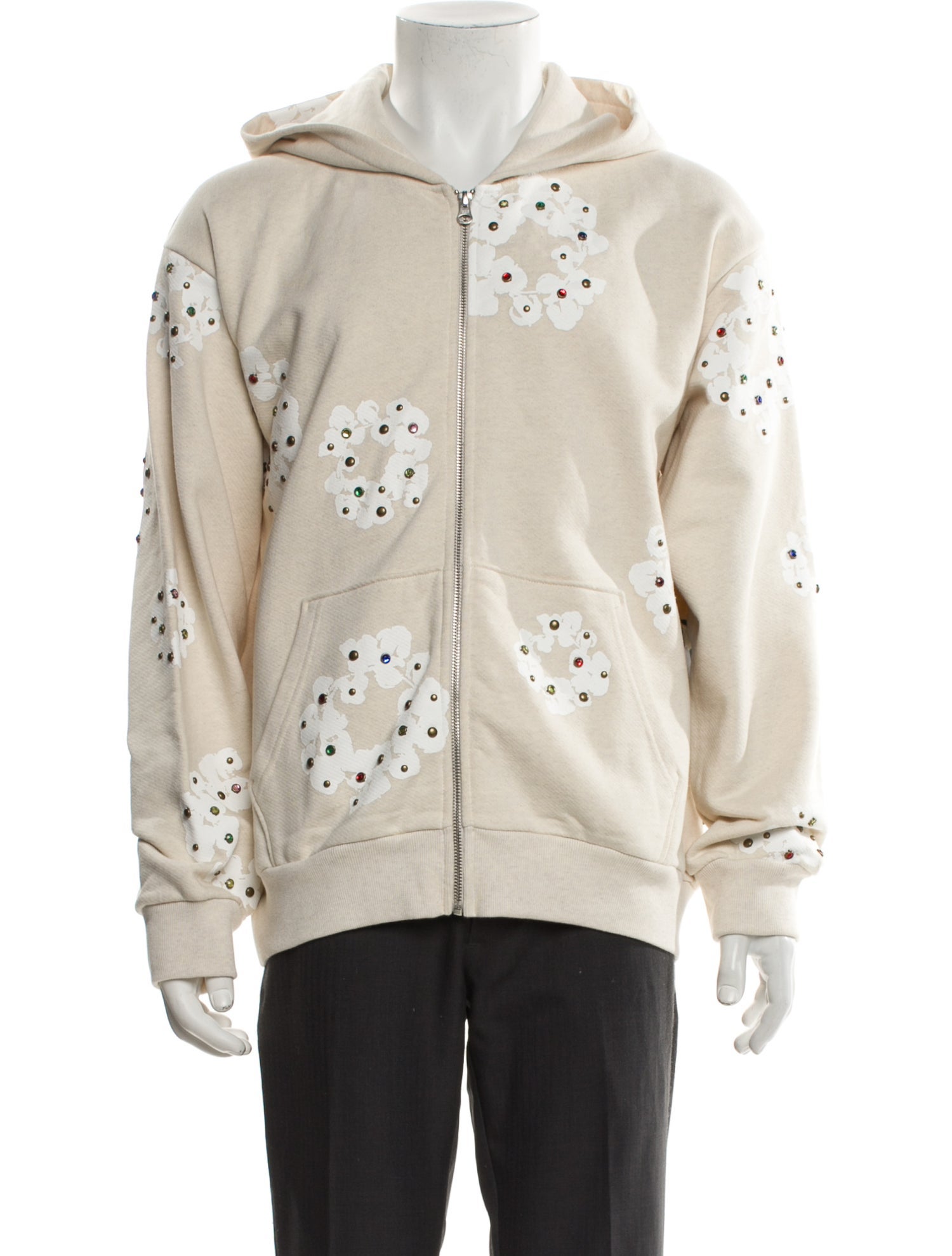 Denim Tears Rhinestone Cotton Wreath Graphic Print Hoodie w/ Tags