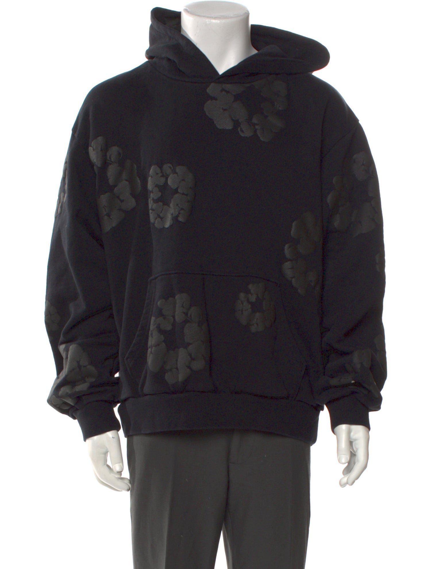 Denim Tears Tonal Cotton Wreath Floral Print Hoodie