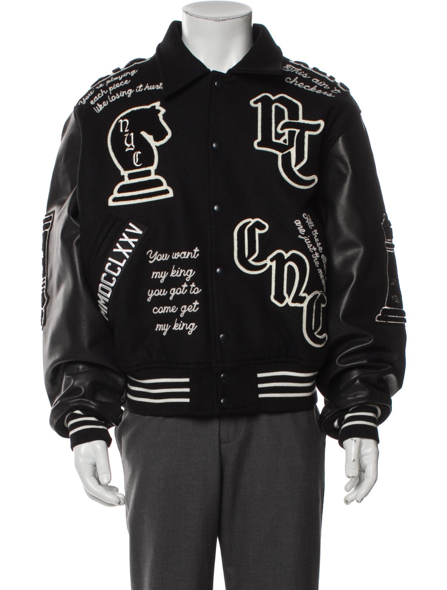 Denim Tears Wool Graphic Print Varsity Jacket w/ Tags