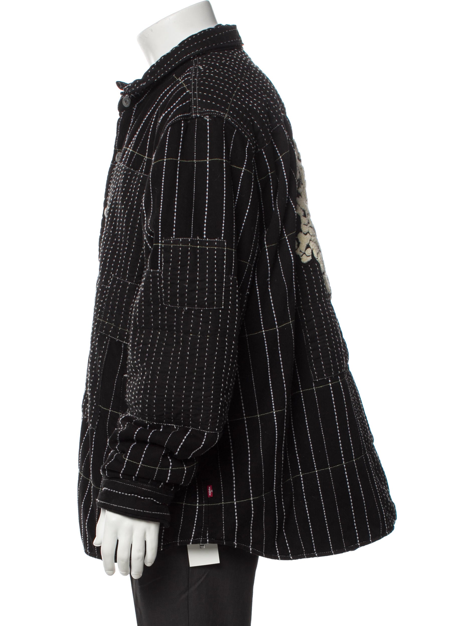 Denim Tears x Levi's Peace Patchwork Puffer Coat - Black Outerwear