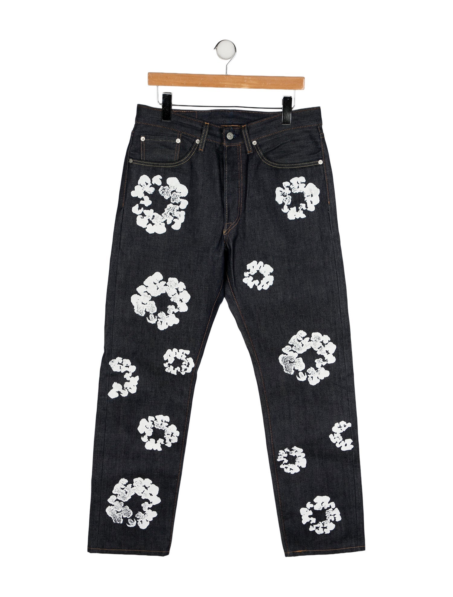 Denim Tears x Levi's Selvedge Raw Indigo Cotton Wreath Straight-Leg Jeans