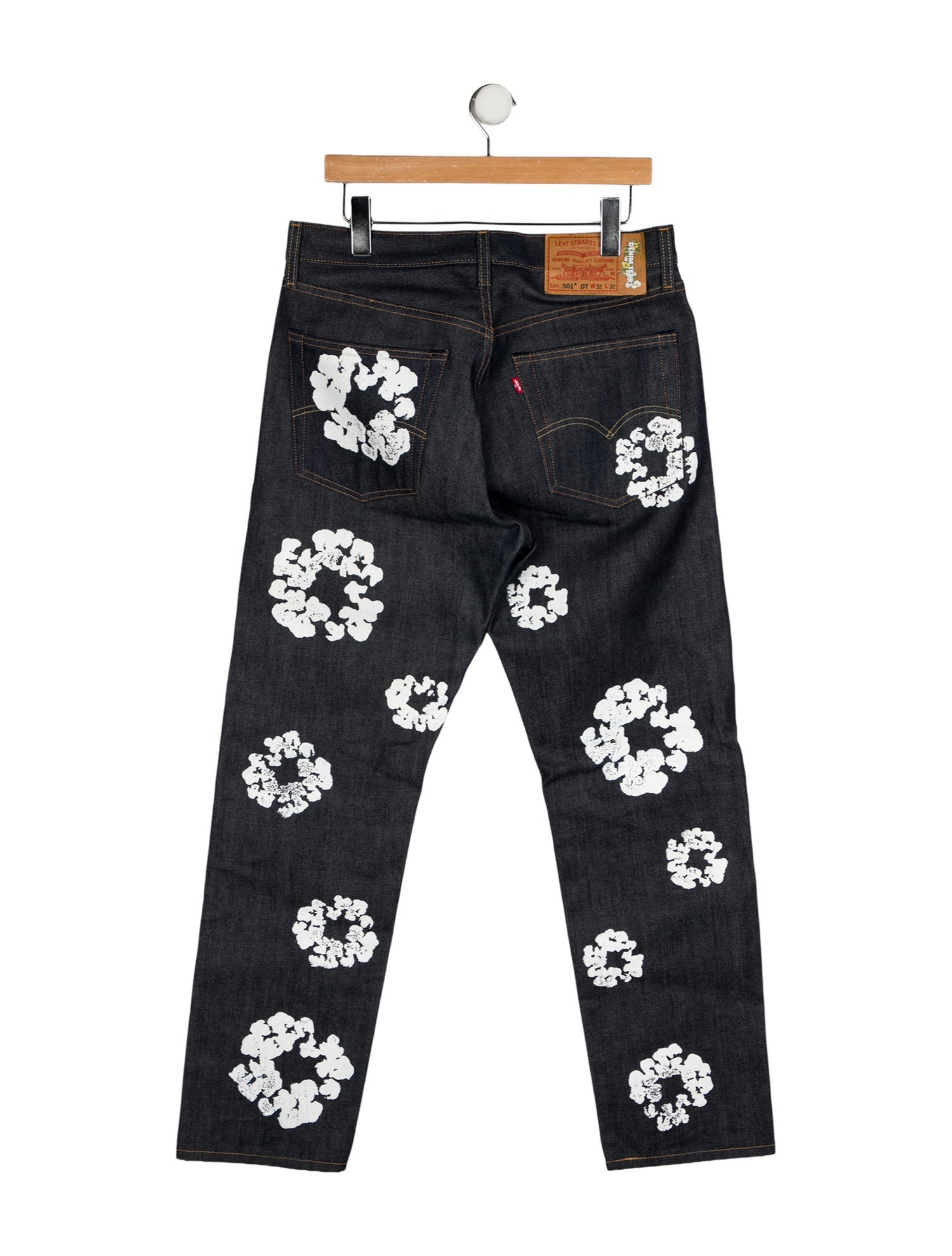 Denim Tears x Levi's Selvedge Raw Indigo Cotton Wreath Straight-Leg Jeans