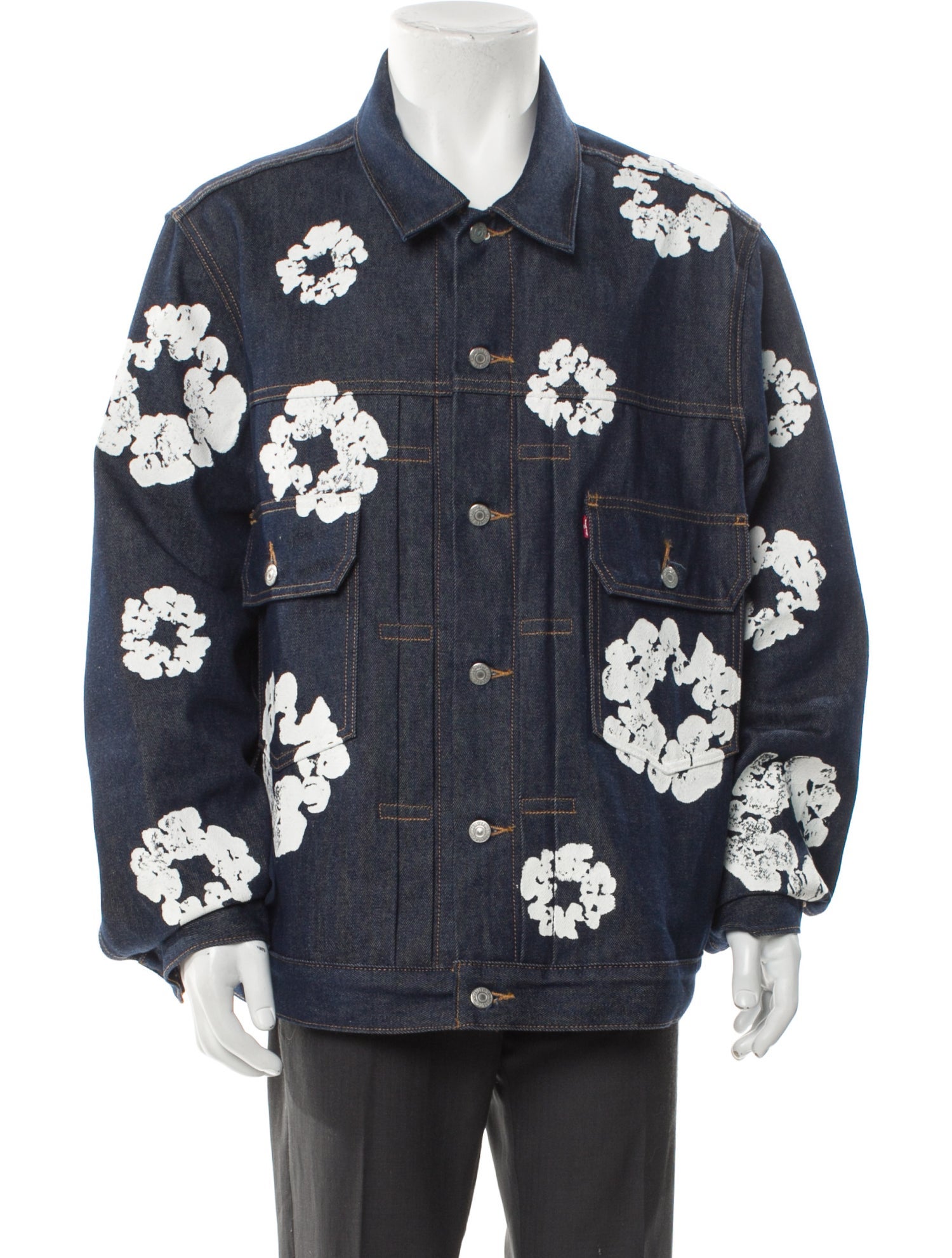 Denim Tears x Levi's Type 2 Selvedge Cotton Wreath Floral Print Trucker Jacket