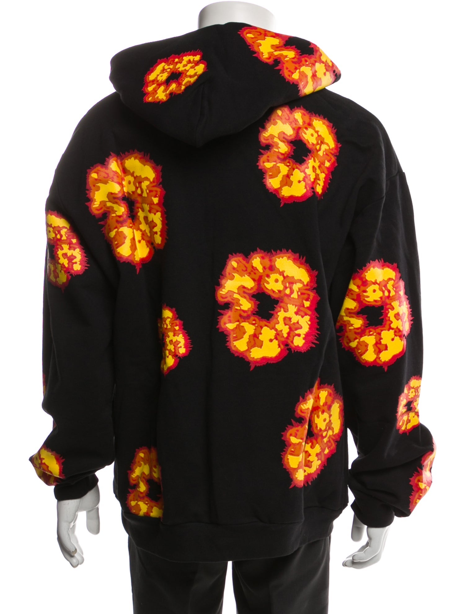 Denim Tears x Offset Floral Print Crew Neck Hoodie - Black