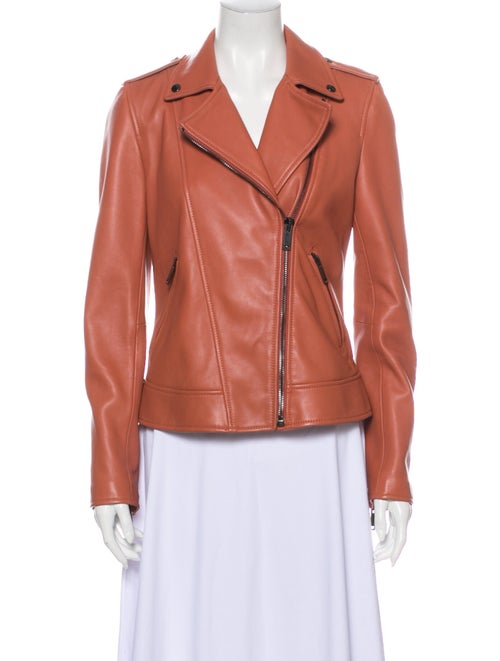 Massimo Dutti Leather Biker Jacket Pink