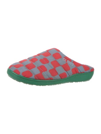 Dusen Dusen Nylon Plaid Print Mules