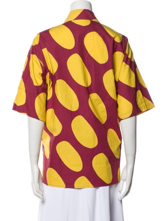 Dusen Dusen Printed Short Sleeve Button-Up Top