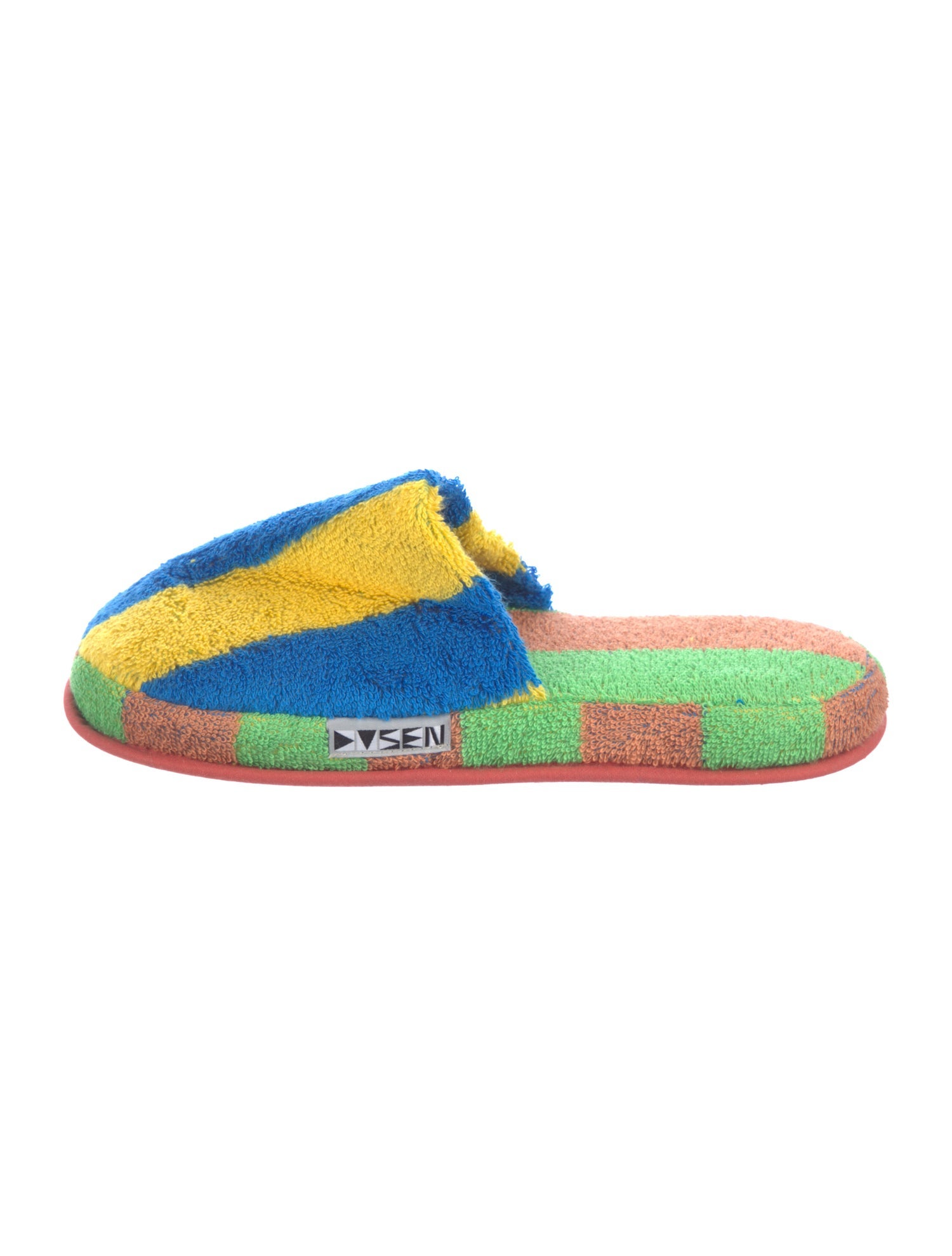 Dusen Dusen Terry Cloth Colorblock Pattern Mules