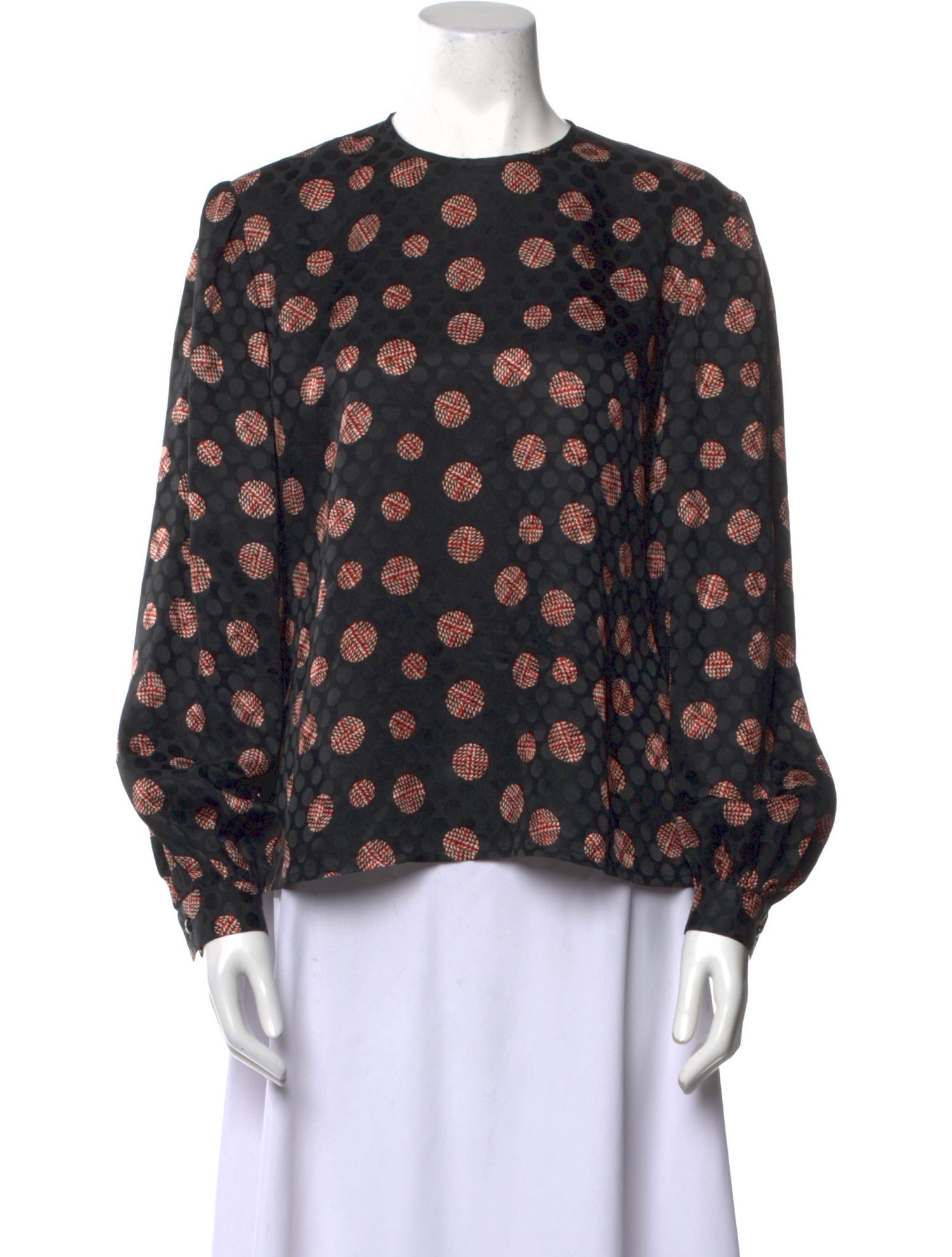 David Hayes Silk Polka Dot Print Blouse