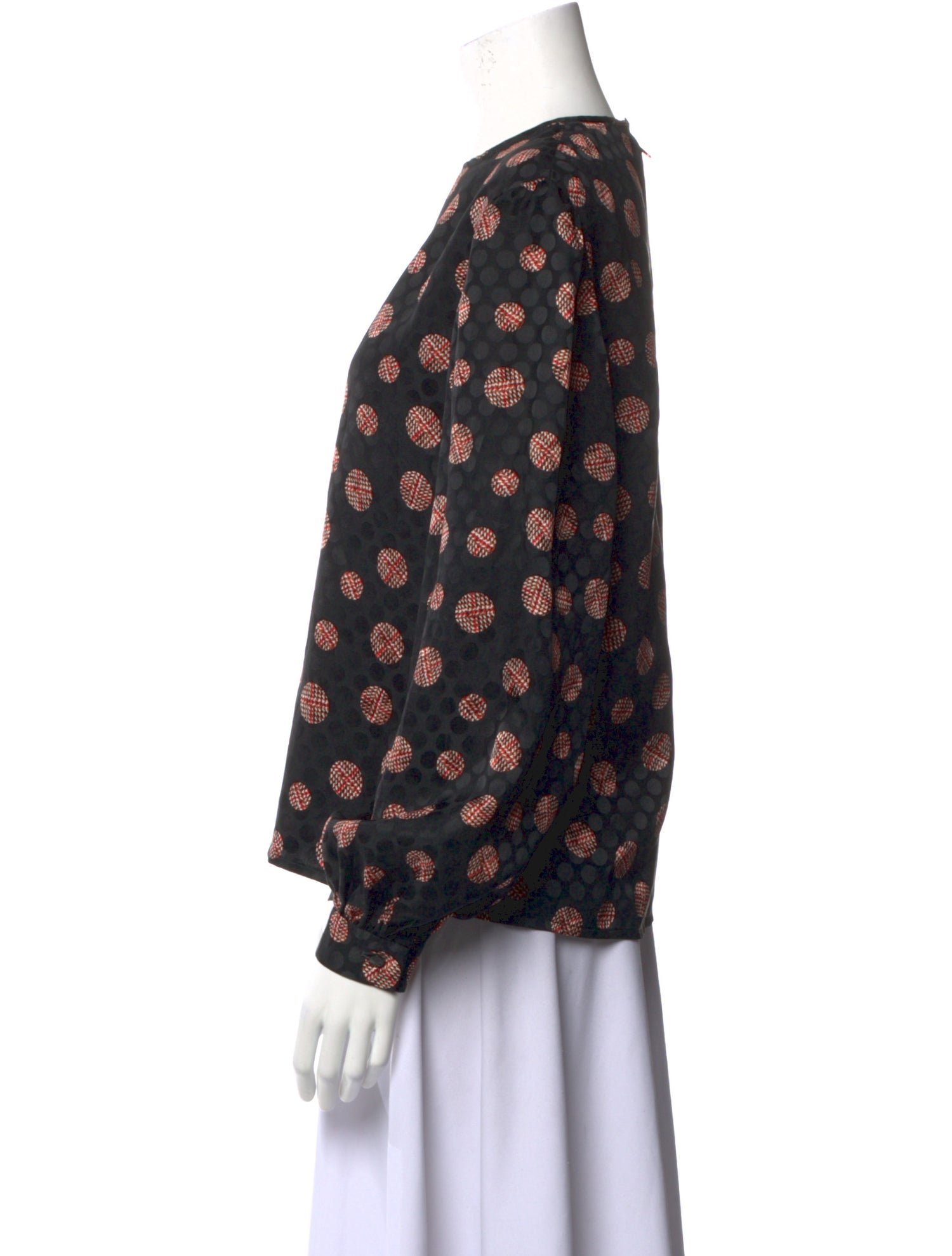 David Hayes Silk Polka Dot Print Blouse