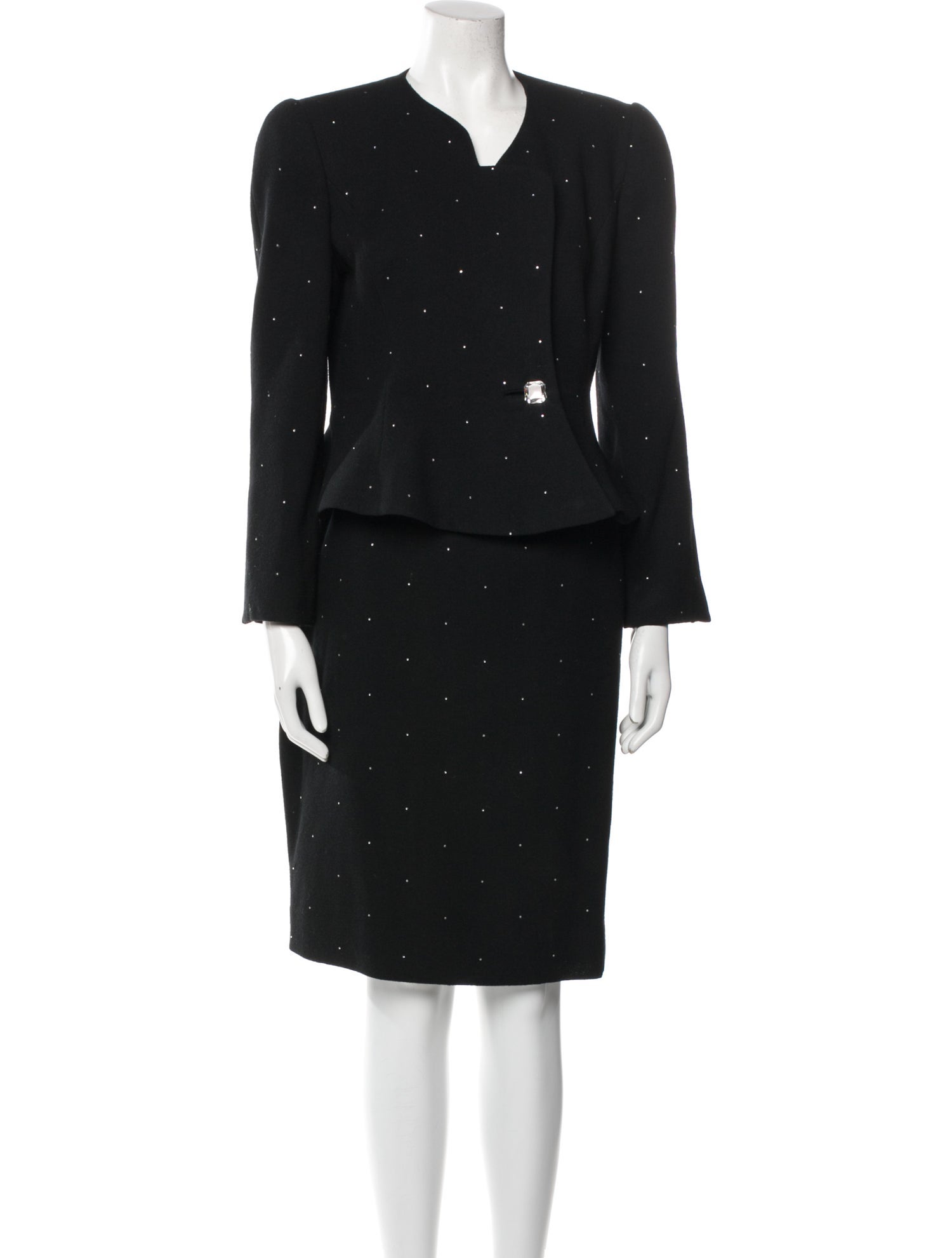 David Hayes Wool Crystal Embellishments Skirt Set