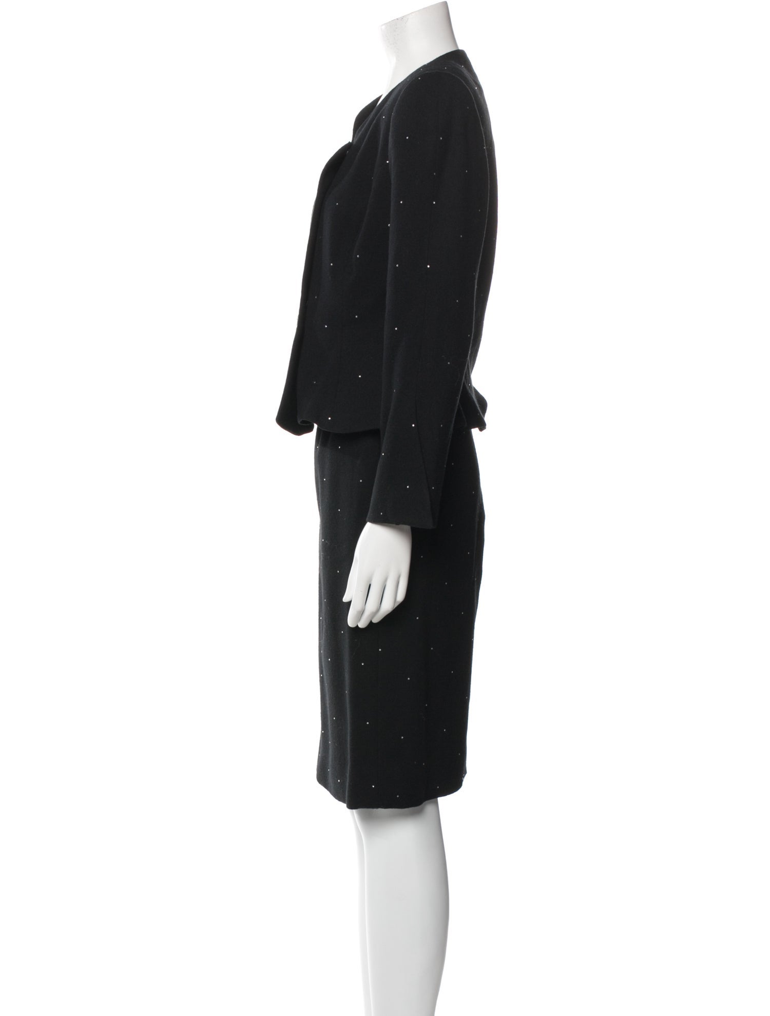 David Hayes Wool Crystal Embellishments Skirt Set