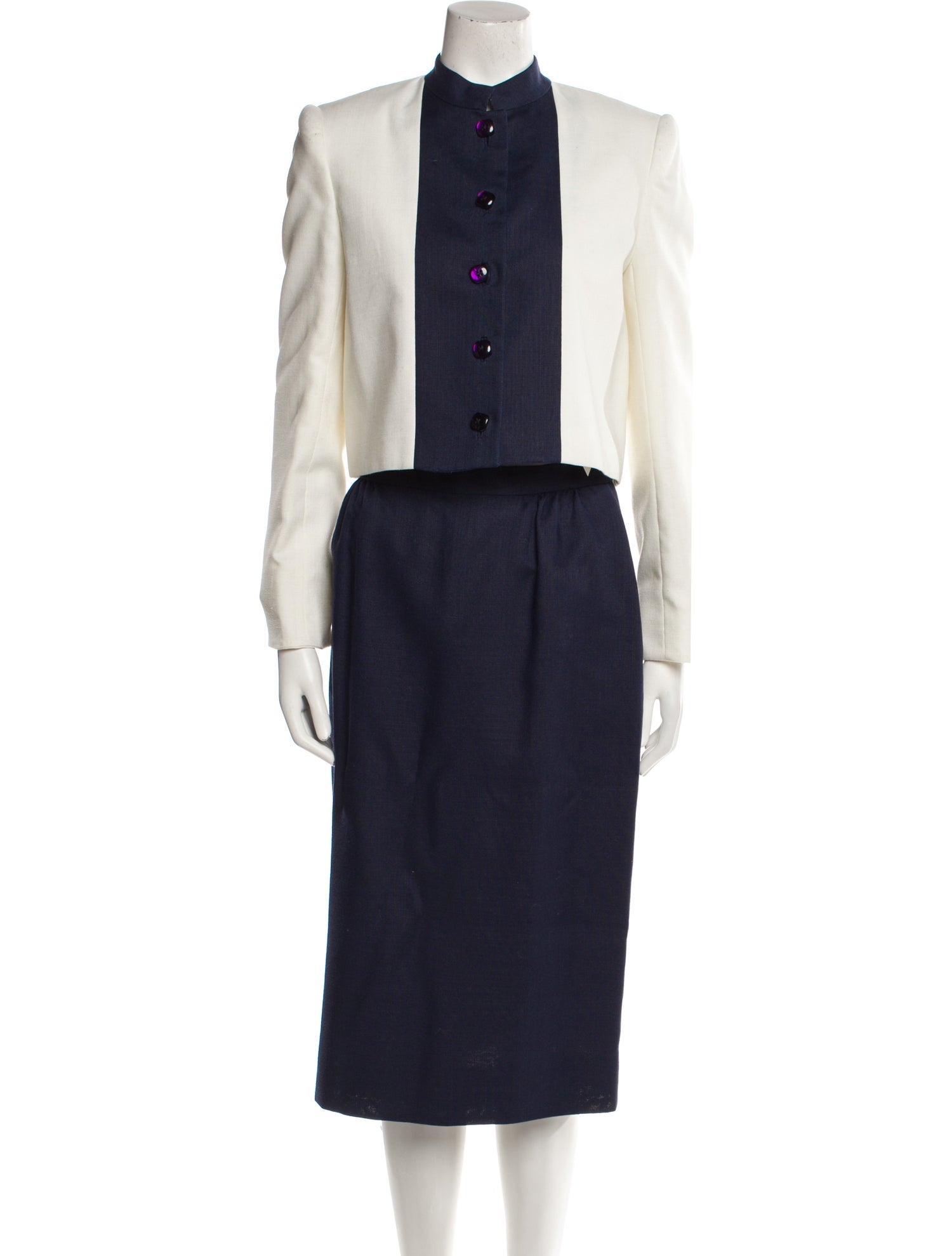 David Hayes Colorblock Pattern Skirt Suit