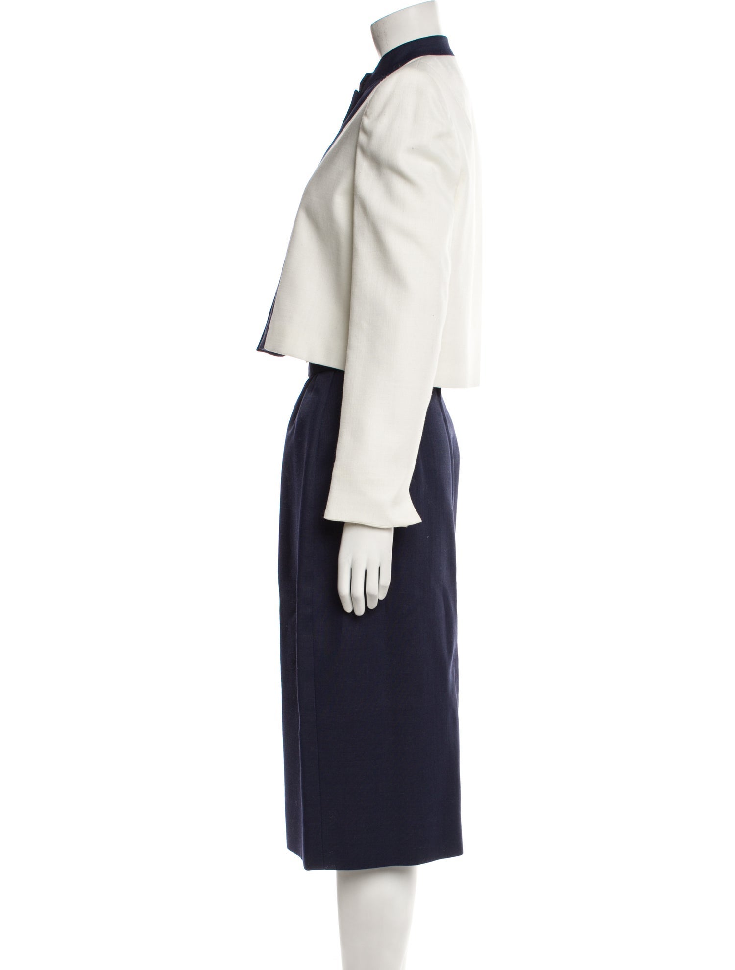 David Hayes Colorblock Pattern Skirt Suit