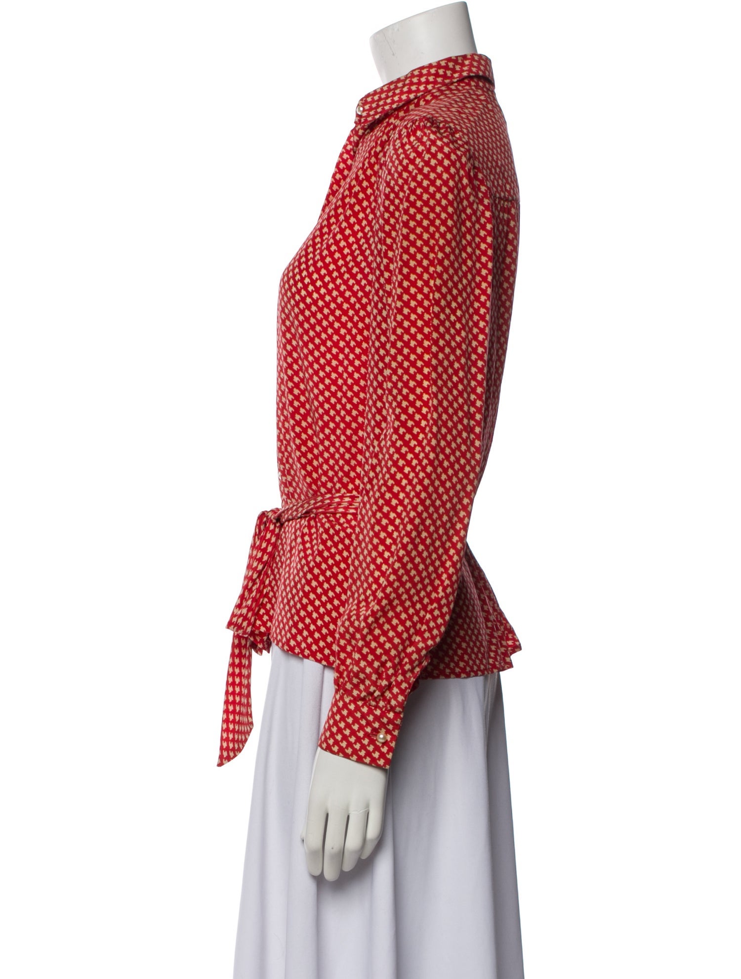 David Hayes Silk Printed Button-Up Top