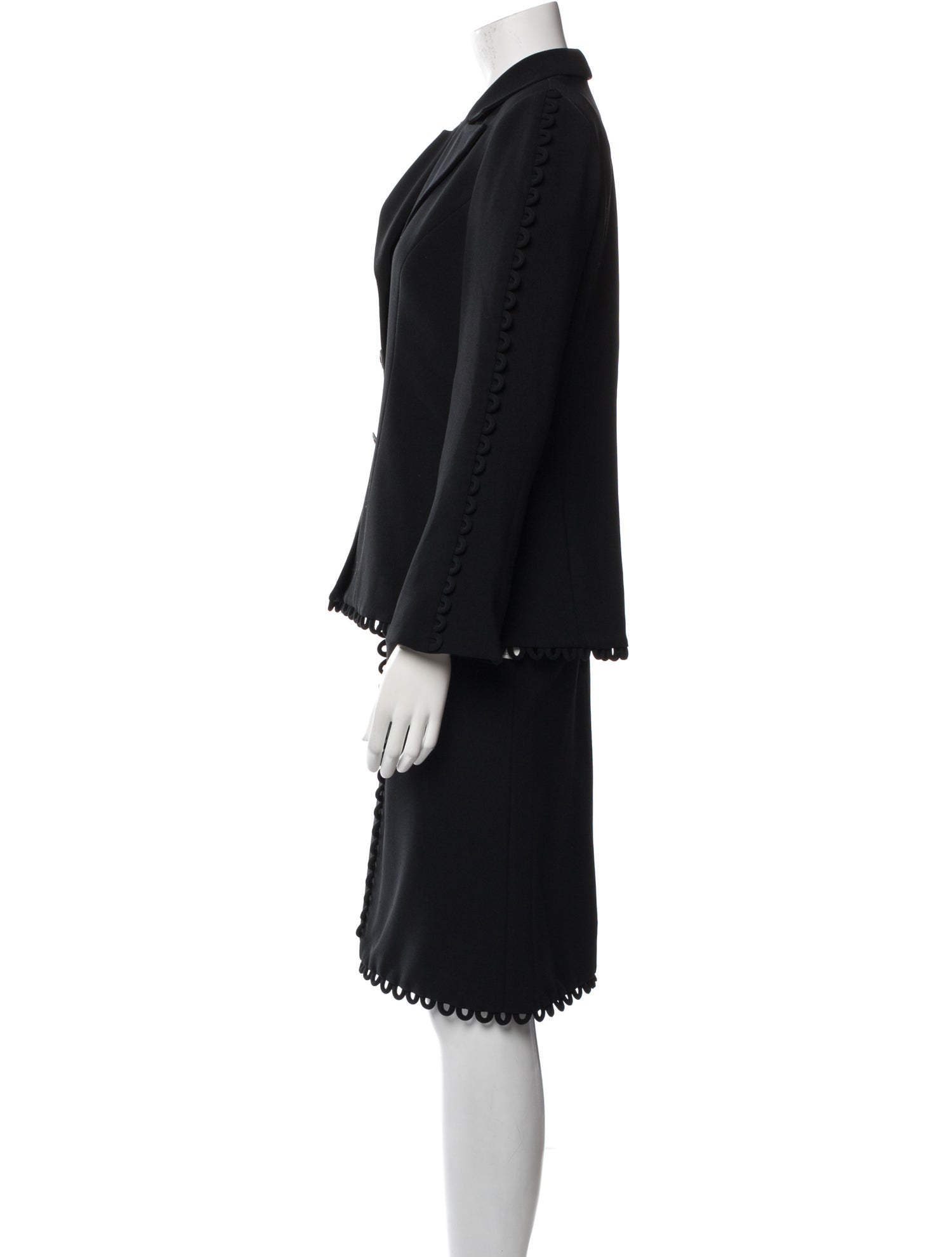 David Hayes Scalloped Accent Skirt Suit