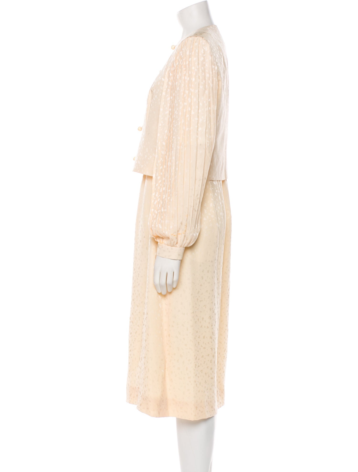 David Hayes Silk Embroidered Accent Dress Set