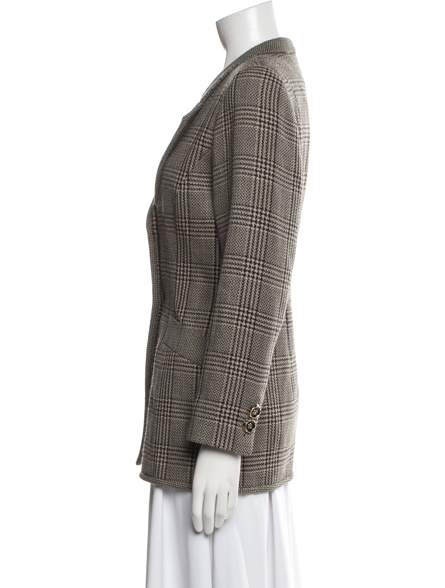 David Hayes Wool Plaid Print Blazer