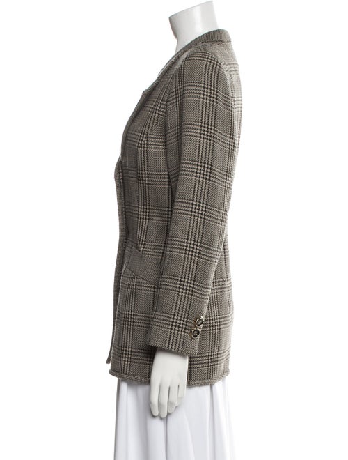 David Hayes Wool Plaid Print Blazer