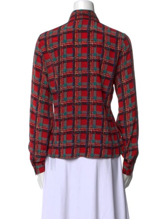 David Hayes Plaid Print Long Sleeve Button-Up Top