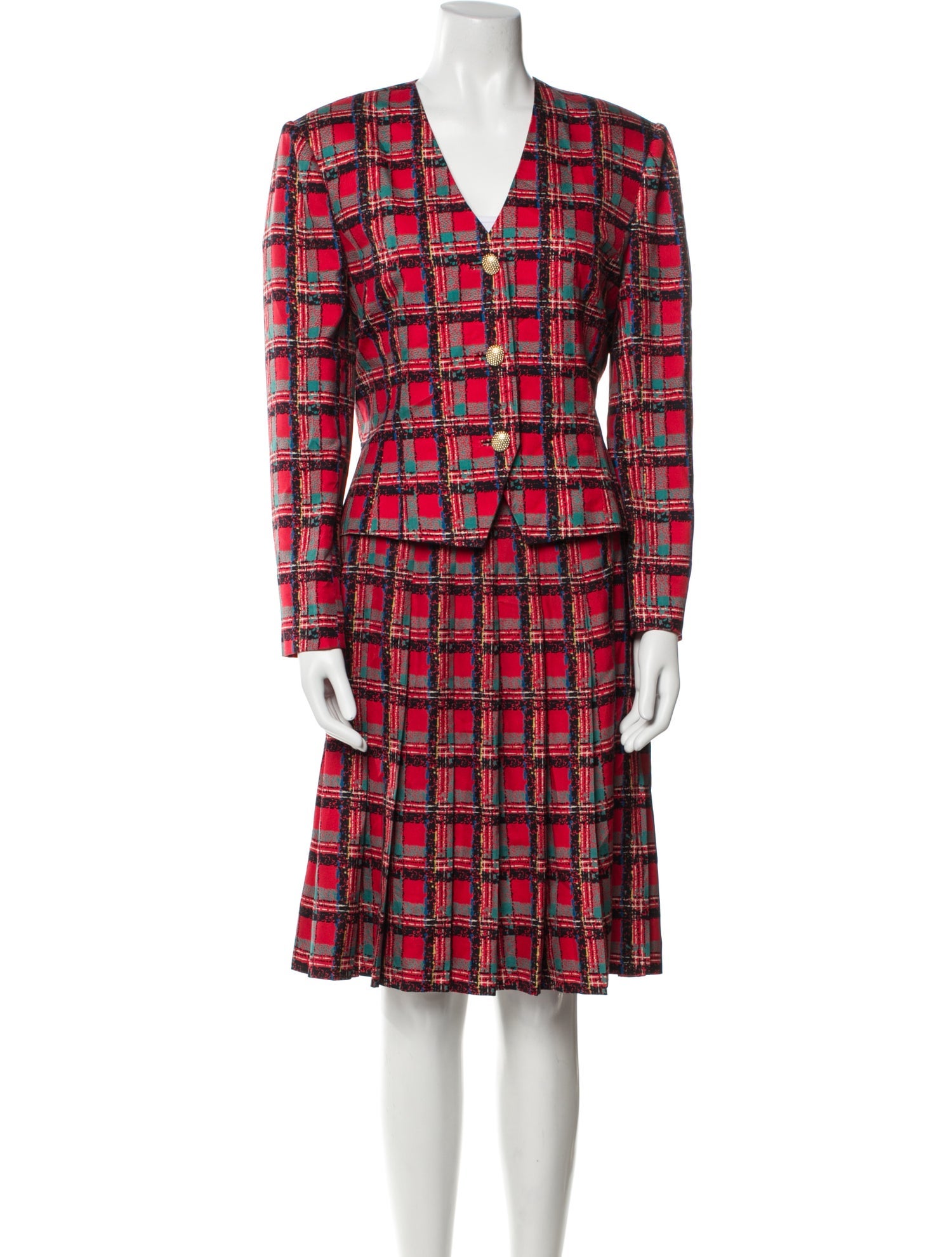 David Hayes Silk Tweed Pattern Skirt Suit