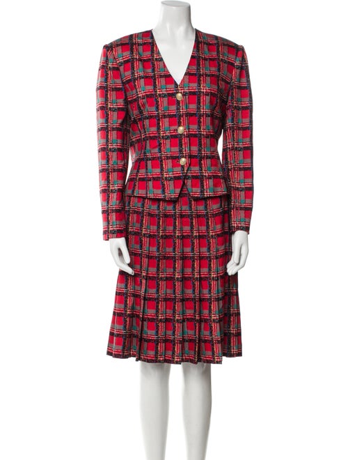David Hayes Silk Tweed Pattern Skirt Suit