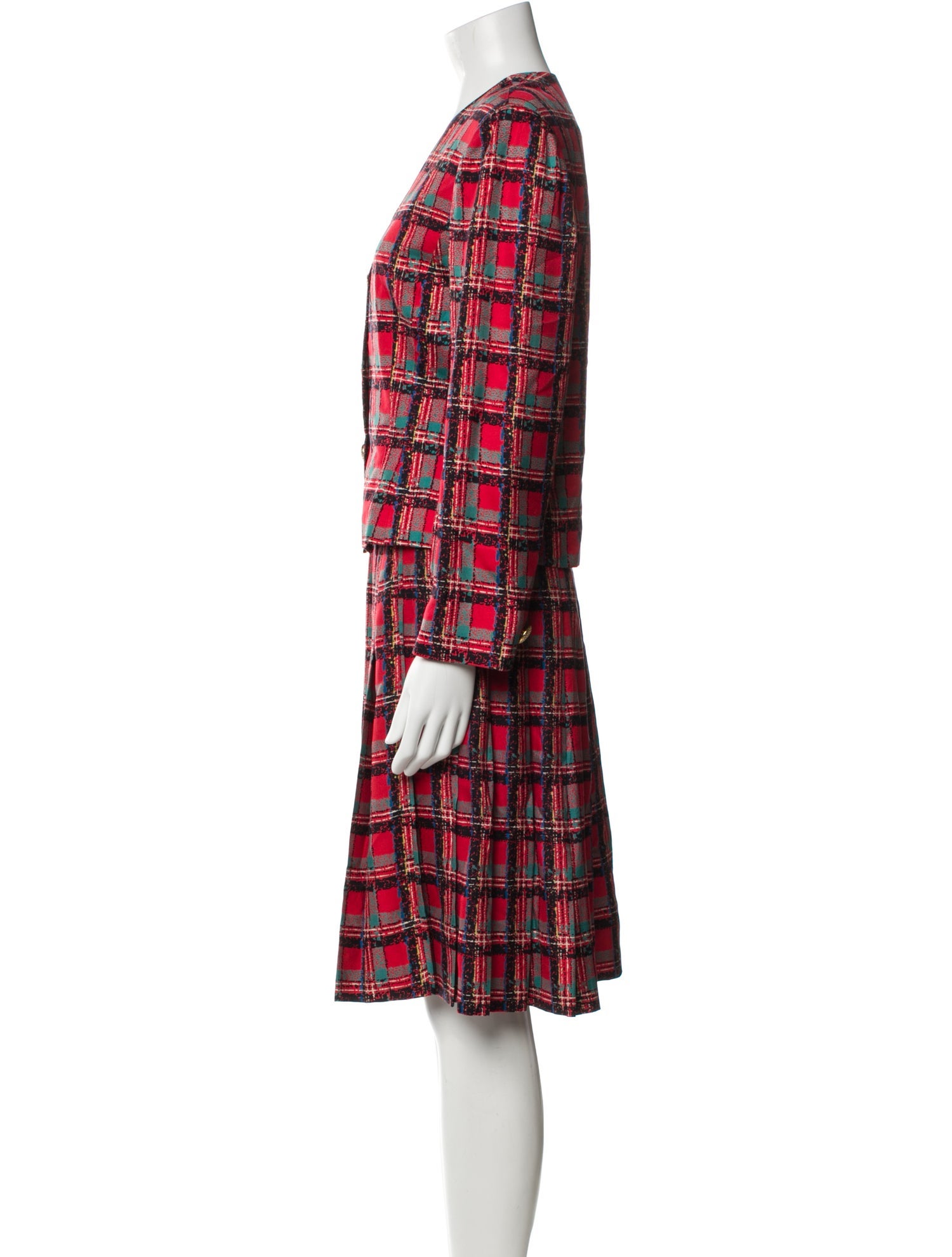 David Hayes Silk Tweed Pattern Skirt Suit
