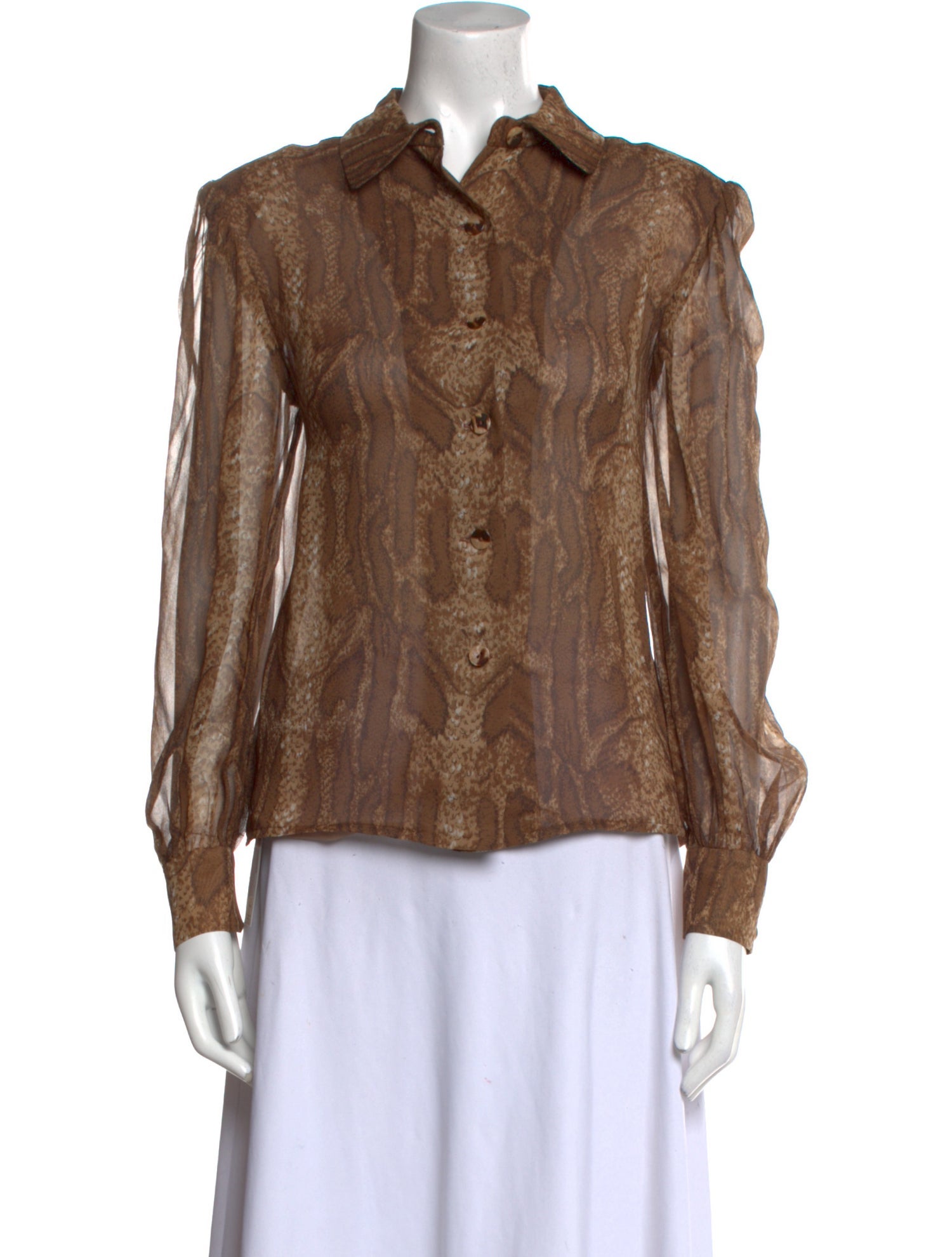 David Hayes Vintage Silk Button-Up Top