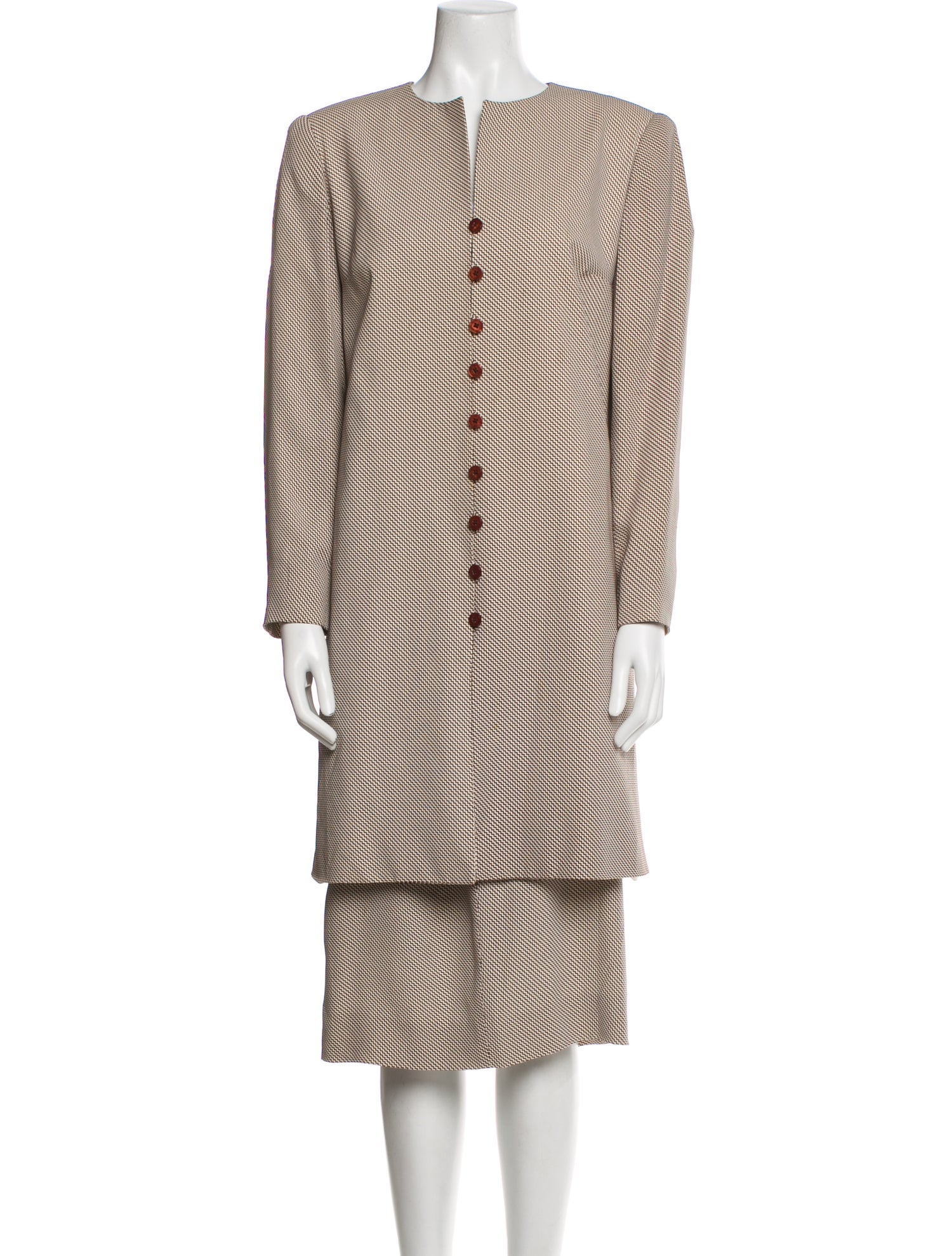 David Hayes Silk Striped Skirt Suit