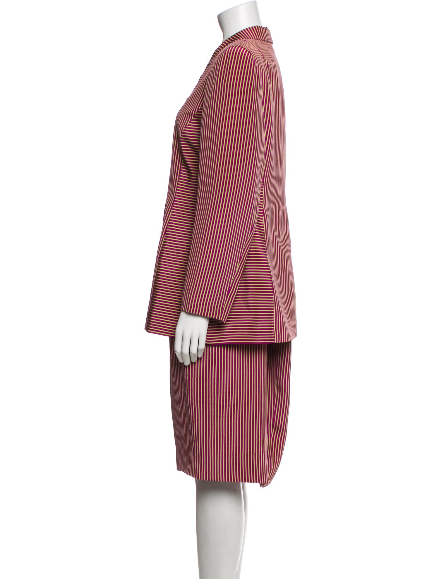 David Hayes Silk Striped Skirt Suit