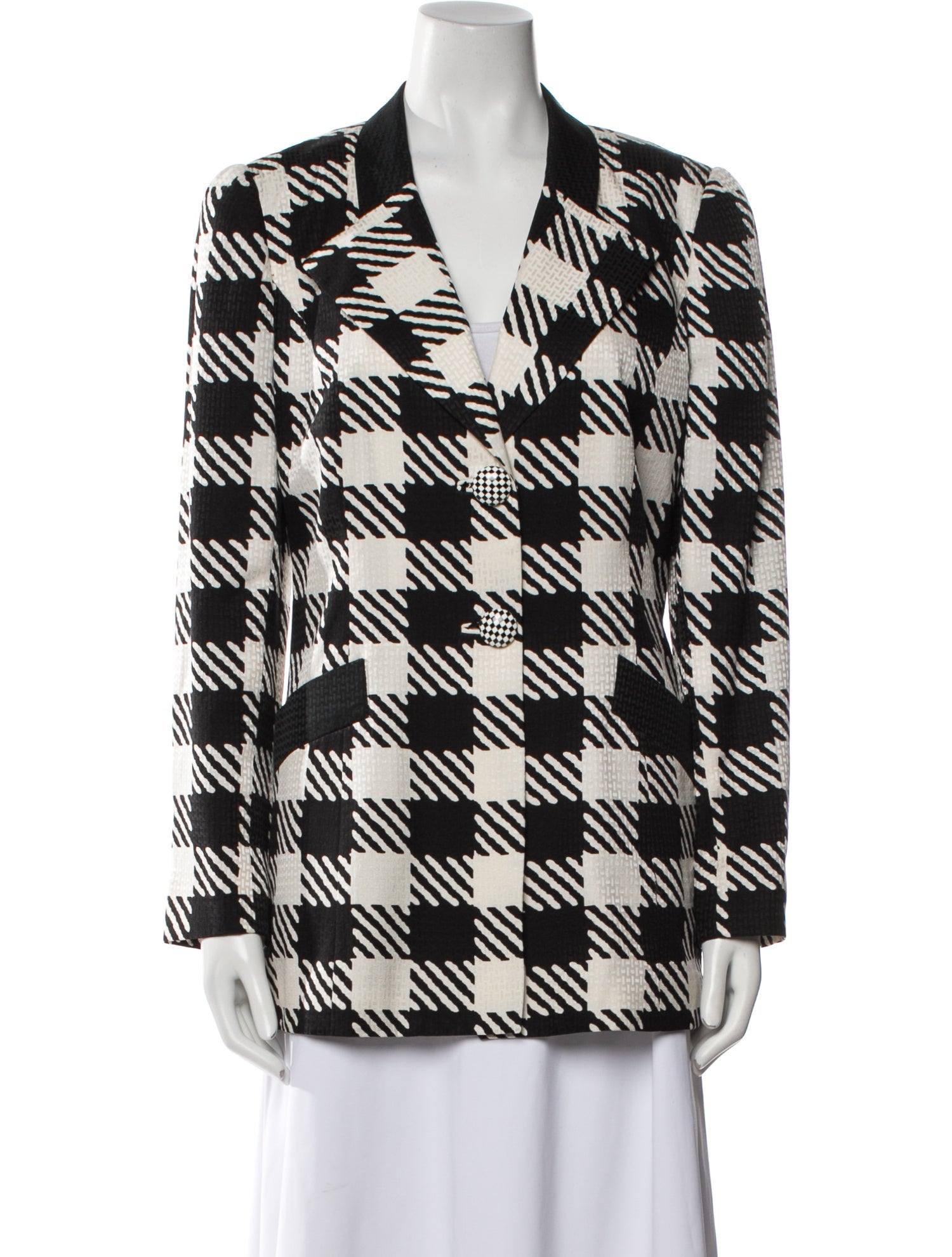 David Hayes Silk Plaid Print Blazer