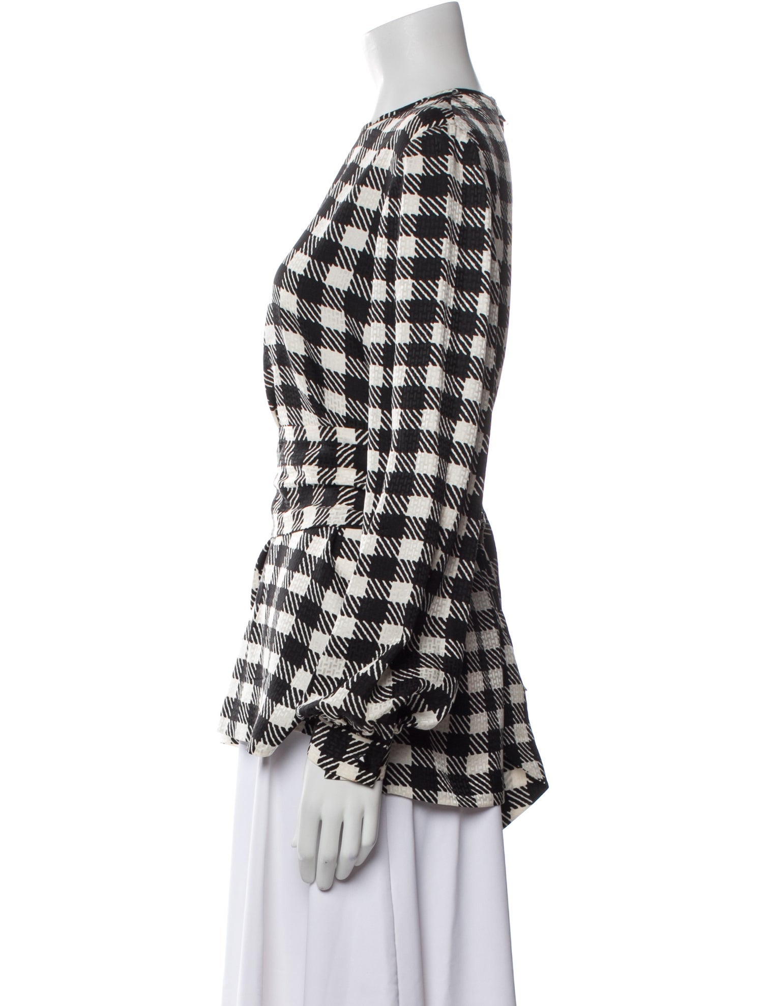 David Hayes Silk Plaid Print Blouse