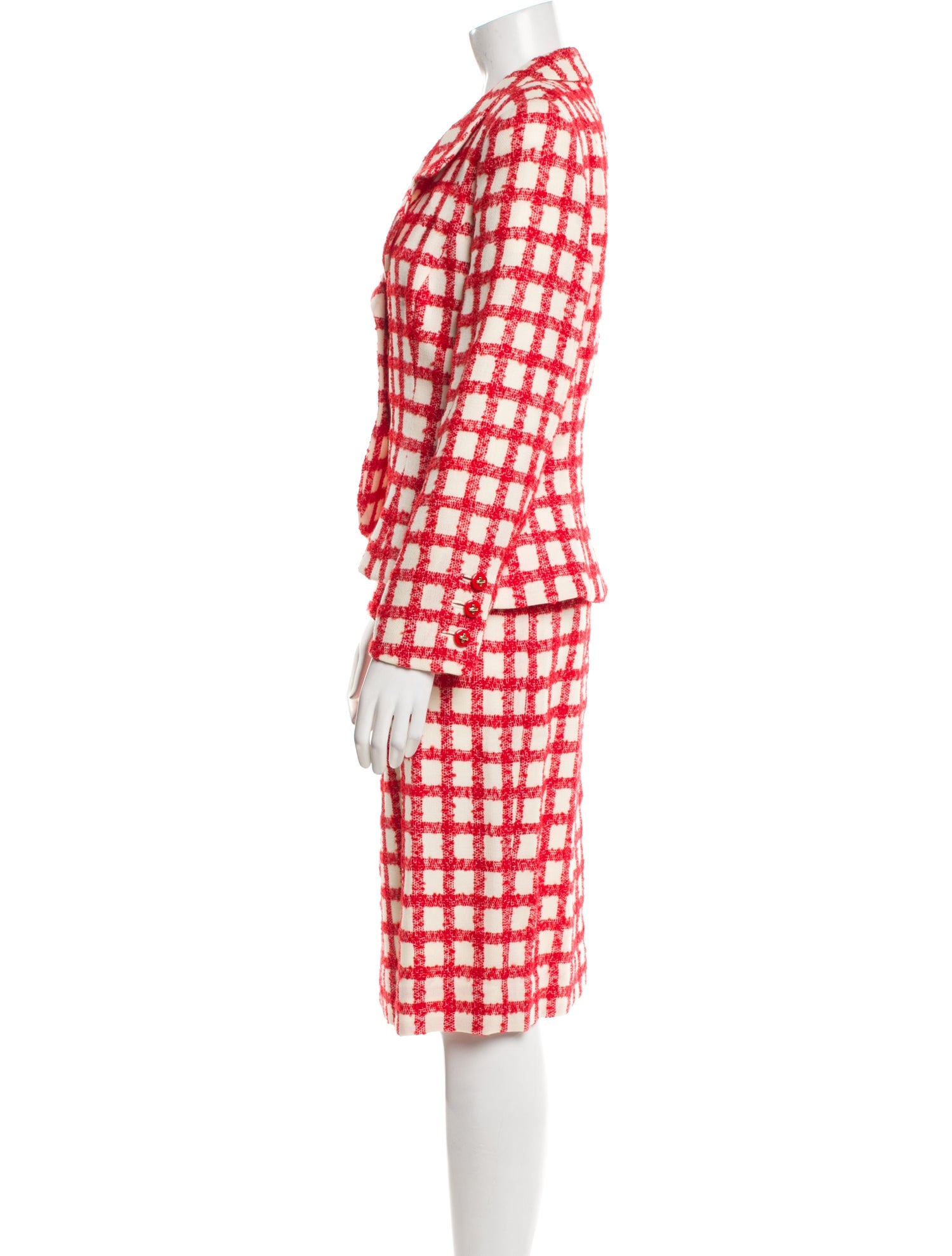 David Hayes Plaid Print Skirt Suit