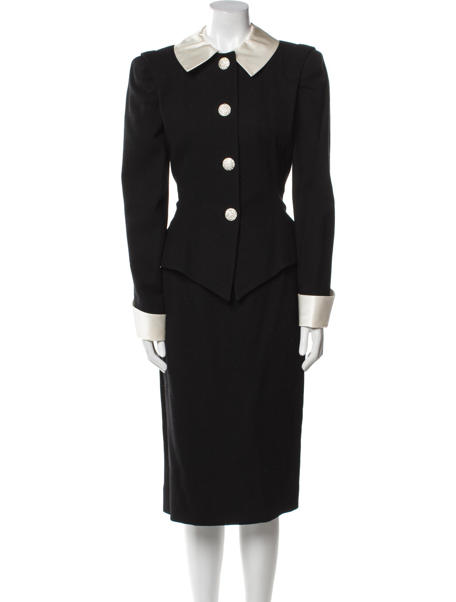 David Hayes Wool Crystal Embellishments Skirt Set