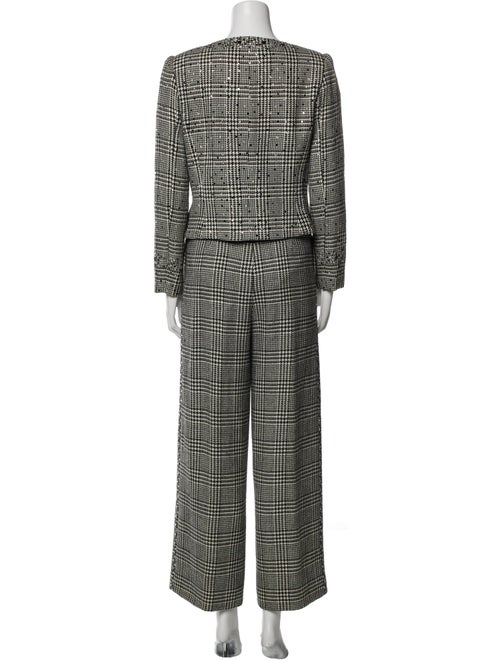 David Hayes Wool Plaid Print Skirt Suit