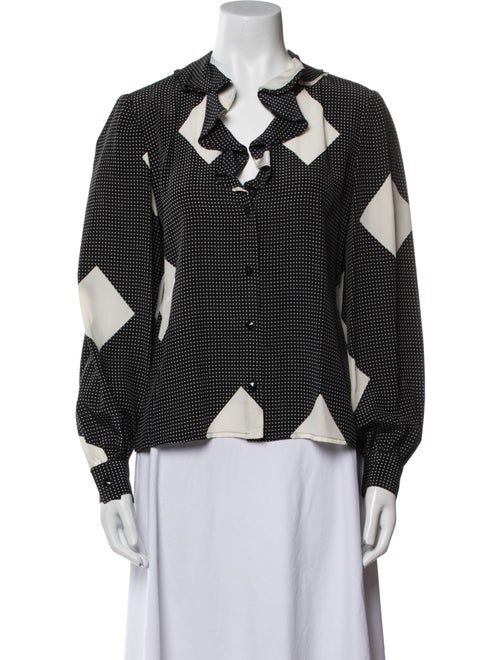 David Hayes Silk Printed Button-Up Top