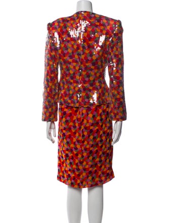 David Hayes Silk Polka Dot Print Skirt Set