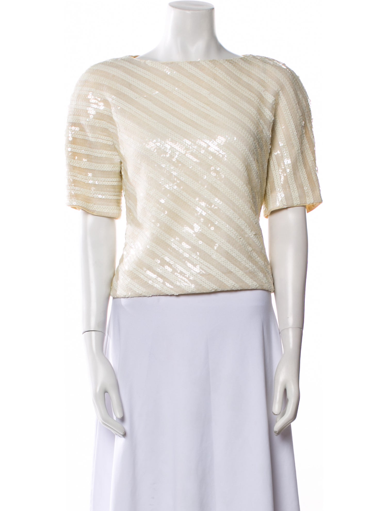 David Hayes Silk Bateau Neckline Crop Top