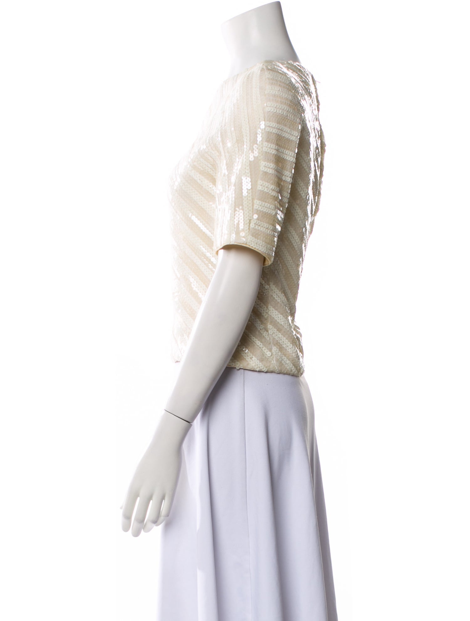 David Hayes Silk Bateau Neckline Crop Top