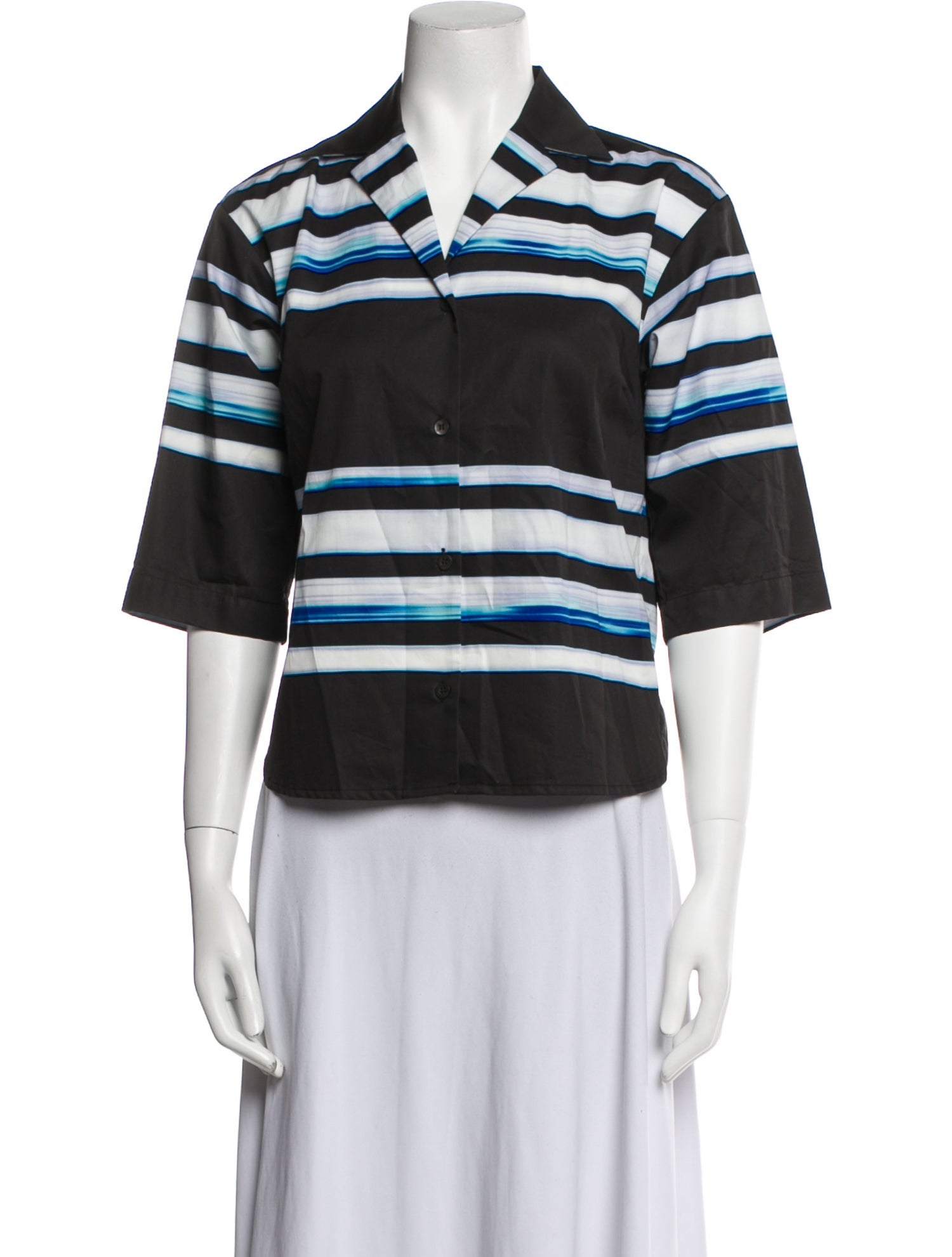 Dries Van Noten x Len Lye Striped Three-Quarter Sleeve Crop Top